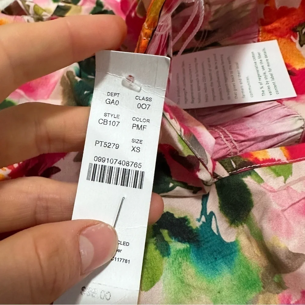 J crew Smock-neck puff-sleeve top in floral cotton poplin